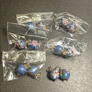 Vintage 6 PAIRS of Cloisonne Earrings Bundle